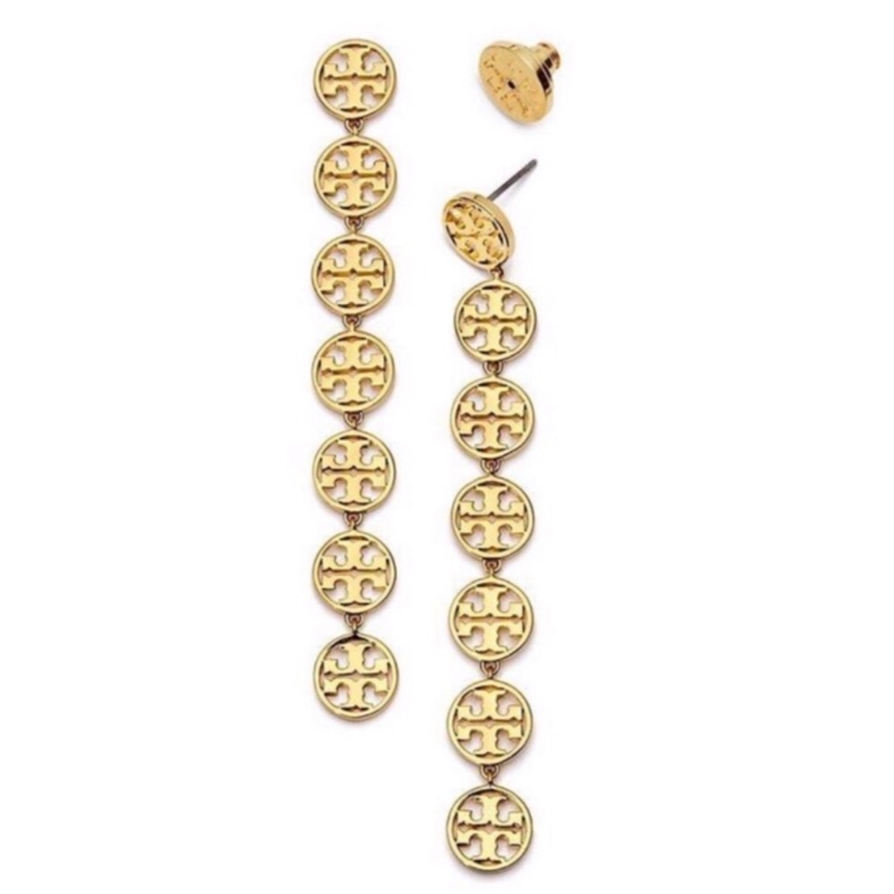 TORY BURCH • Gold Linear Logo Earrings
